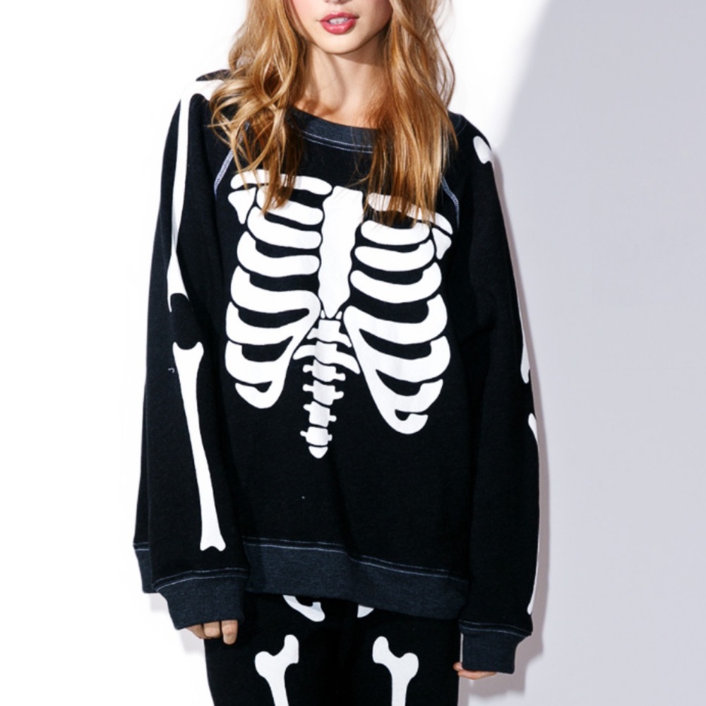Wildfox Black and Cream Skeleton Sweatshirt